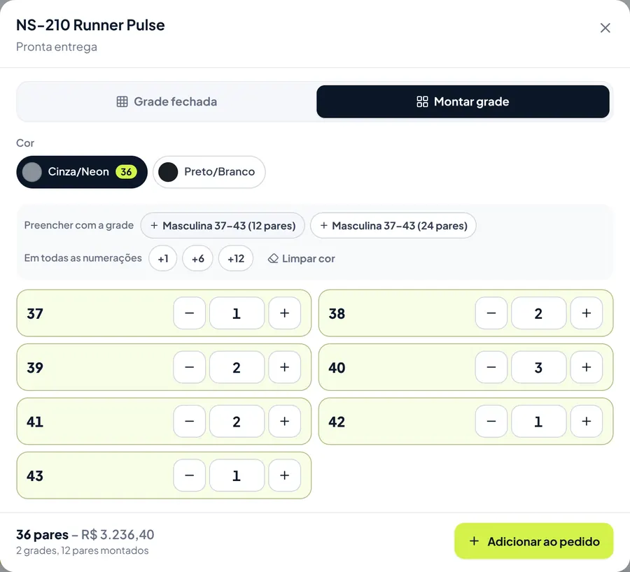 Montagem de grade por numeração no catálogo
